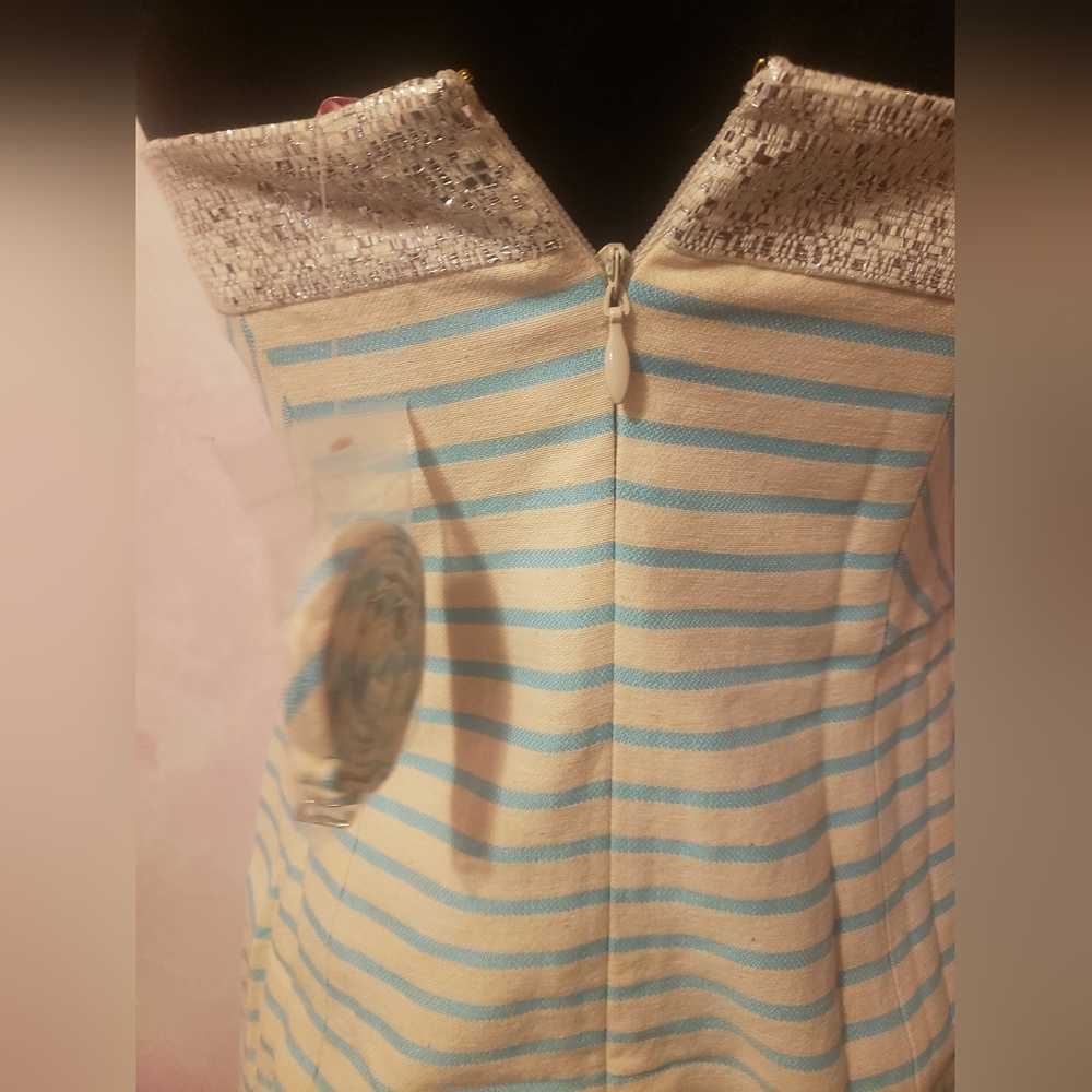 Lilly Pulitzer Strapless Blue and Cream Dress - Picture 2 of 5